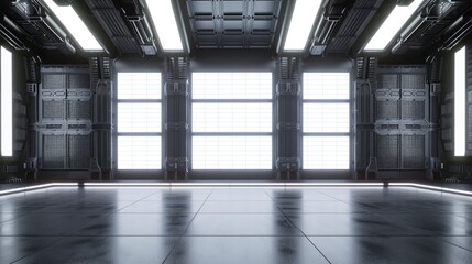 Immerse yourself in the futuristic allure of light-colored sci-fi design external panels in a wide format, Ai Generated.