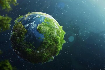 lush green earth planet floating in space environmental conservation concept digital illustration
