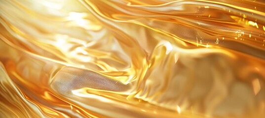 A soft, blurred background of golden color with waves and folds that give the impression of flowing fabric or silk