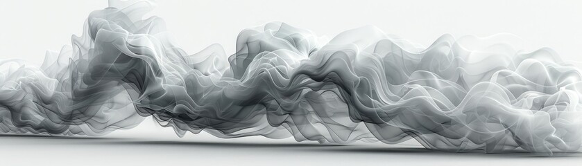 A large, wavy line of smoke is shown in a white background