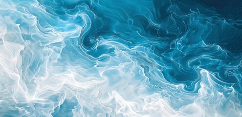 A top-down view of an ocean wave, showcasing the contrast between deep blue and light white tones - obrazy, fototapety, plakaty