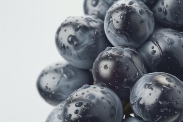 grapes and water droplets on a white background
