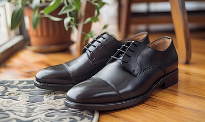 Groom shoes elegant classic dressing man Business luxury shoelace, Generative AI