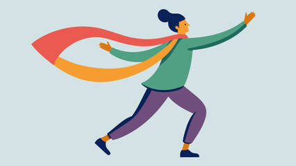 A person dances with a scarf using it as an extension of their body to express themselves in a unique way.. Vector illustration