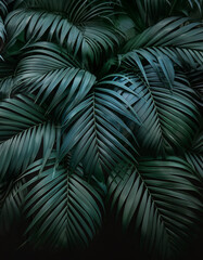 A dense, vibrant texture of overlapping lush green tropical leaves, showcasing nature’s complexity