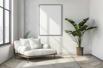 minimalist interior with stylish mock poster modern 3d rendering