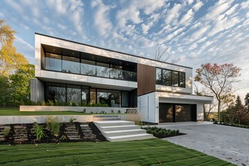 modern splitlevel house with staggered floor levels and contemporary facade generative ai architecture