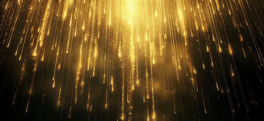 A vertical gold rain of light, shimmering against the dark background