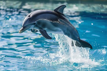 playful dolphin performing aerial acrobatics in sunlight animal photo