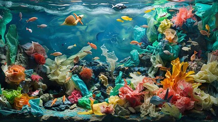 Garbage pollutes the ocean