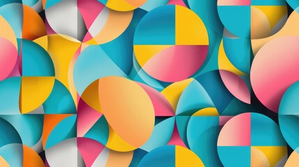 Futuristic abstract pattern featuring colored geometric shapes, creating a dynamic backdrop, Ai Generated.