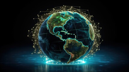Fototapeta premium Digital globe showcasing global carbon credit markets, green investments worldwide, Ai Generated