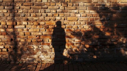 Enigmatic Shadow Composition on Brick Wall