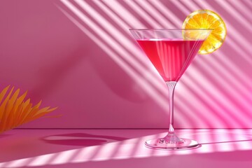 vibrant cosmopolitan cocktail with citrus garnish and elegant stemware 3d illustration
