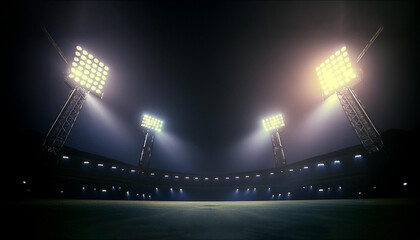 An atmospheric sports venue under the night sky