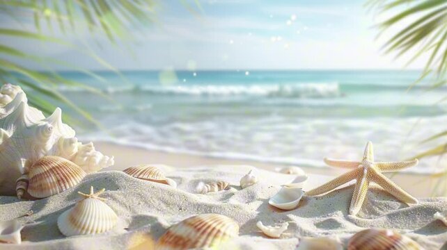 3D Background for Summer. Starfish by The Beach with Sea Background