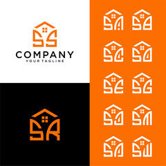 Home logo with 2 combination initials, SR home logo, develop, natural, organic, modern, finance logo, suitable for your company.