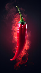 Smoke and flames of red chili pepper