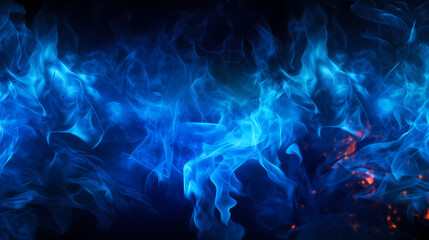 Blue smoke on black background