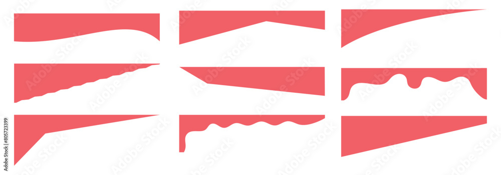Wall mural set of abstract design separator header and border for website and app. divider shapes top and botto