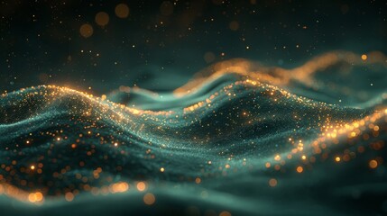 glowing dots line wave background, abstract background with the blue glowing line shape and geometric shape, modern wave background in glowing color with the texture mountain