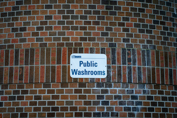 Public washrooms sign in the city of Toronto.