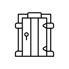 Medieval door outline icons, minimalist vector illustration ,simple transparent graphic element .Isolated on white background
