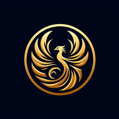 AI Generate of Luxury Phoenix Logo Stock Vector with dark black background
