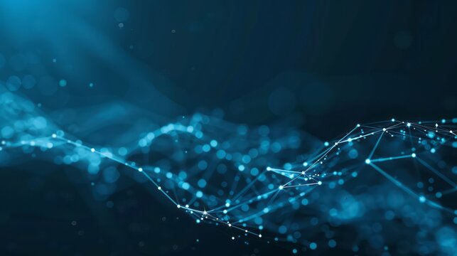Abstract blue background, where a glowing network connection serves as a visual metaphor for the vast potential of technology-driven ideas