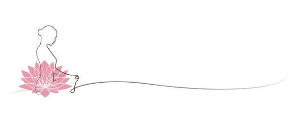 Yoga and Mindfulness concept illustration. Yoga poses and natural plant decoration for logo and background design. Vector illustration.