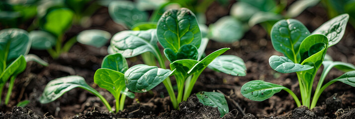 close up of fresh greens growing in the garden, generative AI