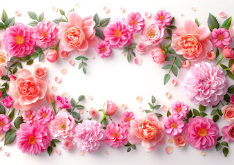 Obraz na płótnie Canvas A beautiful bouquet of pink flowers is arranged in a row