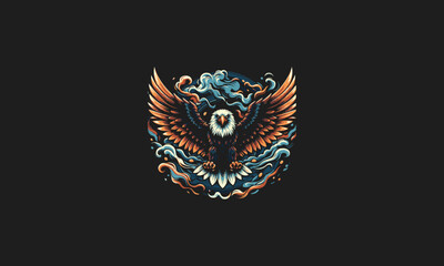 flying eagle on cloud vector artwork design