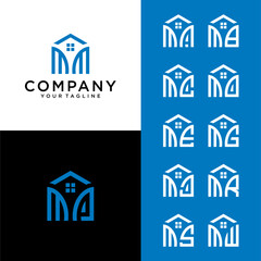 Home logo with 2 combination initials, MM home logo, develop, natural, organic, modern, finance logo, suitable for your company.