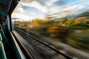 Obraz premium CrossCountry Journey through TimeLapse Photography from a Train Window