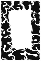 Abstract rectangular frame of wavy bubble elements in trendy y2k style. Set of liquid abstract shapes in dark color with highlights. 