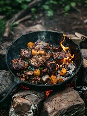 Campfire Meals Cooking Instructions Overlay for Outdoor Enthusiasts
