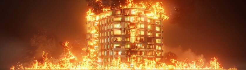 A building is on fire and the flames are very high