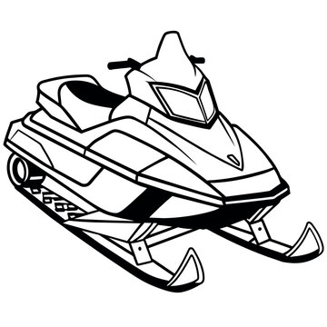 recommend clip art: snowmobile outline coloring book page line art illustration digital drawing