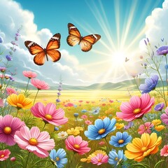 butterflies and flowers