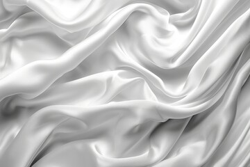 Abstract White Satin Silky Cloth for background, Fabric Textile Drape with Crease Wavy Folds.with soft waves,waving in the wind - generative ai