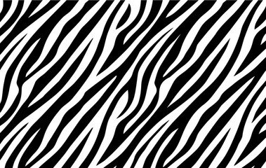 Zebra print, animal skin, tiger stripes, abstract pattern, line background, fabric. Amazing hand drawn vector illustration. Black and white