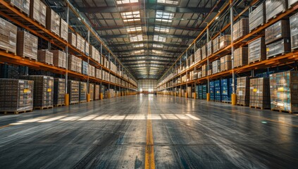 Fototapeta premium Efficient Automated Logistics and Retail Warehouse Center