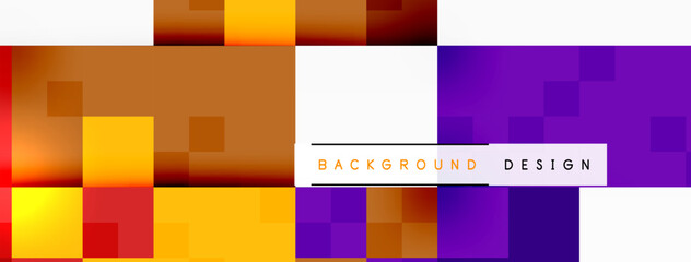 A vibrant colorfulness is displayed on a white background with rectangles of orange, magenta, and electric blue. The parallel pattern creates a dynamic and exciting visual display