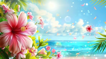 Obraz premium Serene abstract summer scene with sandcastle and colorful beach toys