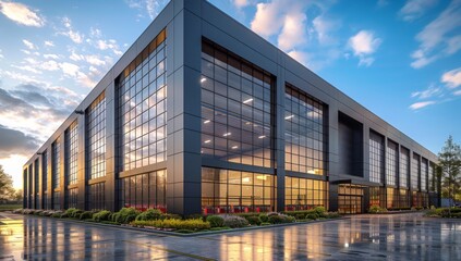 Fototapeta premium Logistics distribution center, Forklift in retail warehouse filled with shelves with products in cardboard boxes，Efficient Warehouse Logistics: Orange Forklift for Storage and Transportation