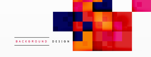 Creative arts come to life on a white canvas with colorful rectangles of magenta, electric blue, and other tints and shades. Symmetrical patterns form a vibrant display of art and creativity