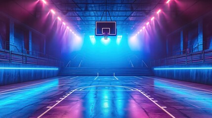 game corridor wall indoor room background empty neon interior arena basketball hall