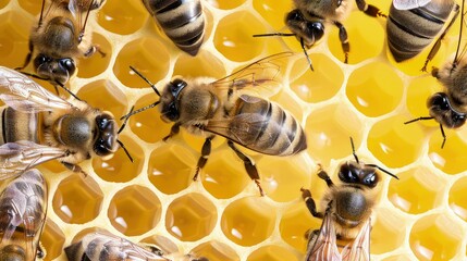 Honey cells arranged in perfect symmetry, a marvel of nature's design.