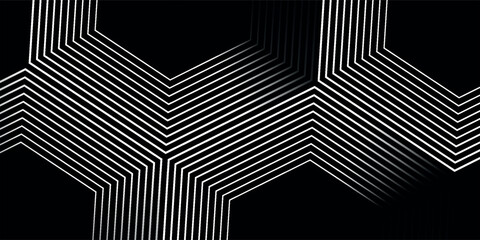 Black and white vector 3D modern line futuristic tech banner with Black and blue effect, eps10.